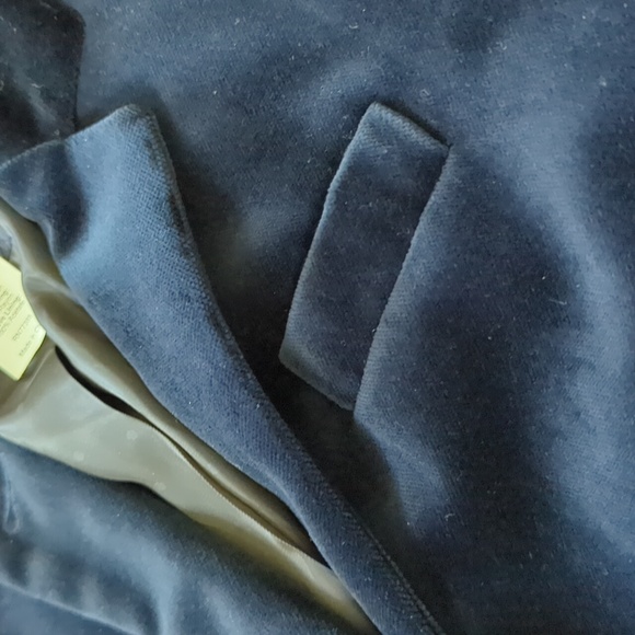 J. CREW I Ladies Navy Indigo Blue Velvet Schoolboy Style Blazer Jacket, 0 Petite - Picture 8 of 11